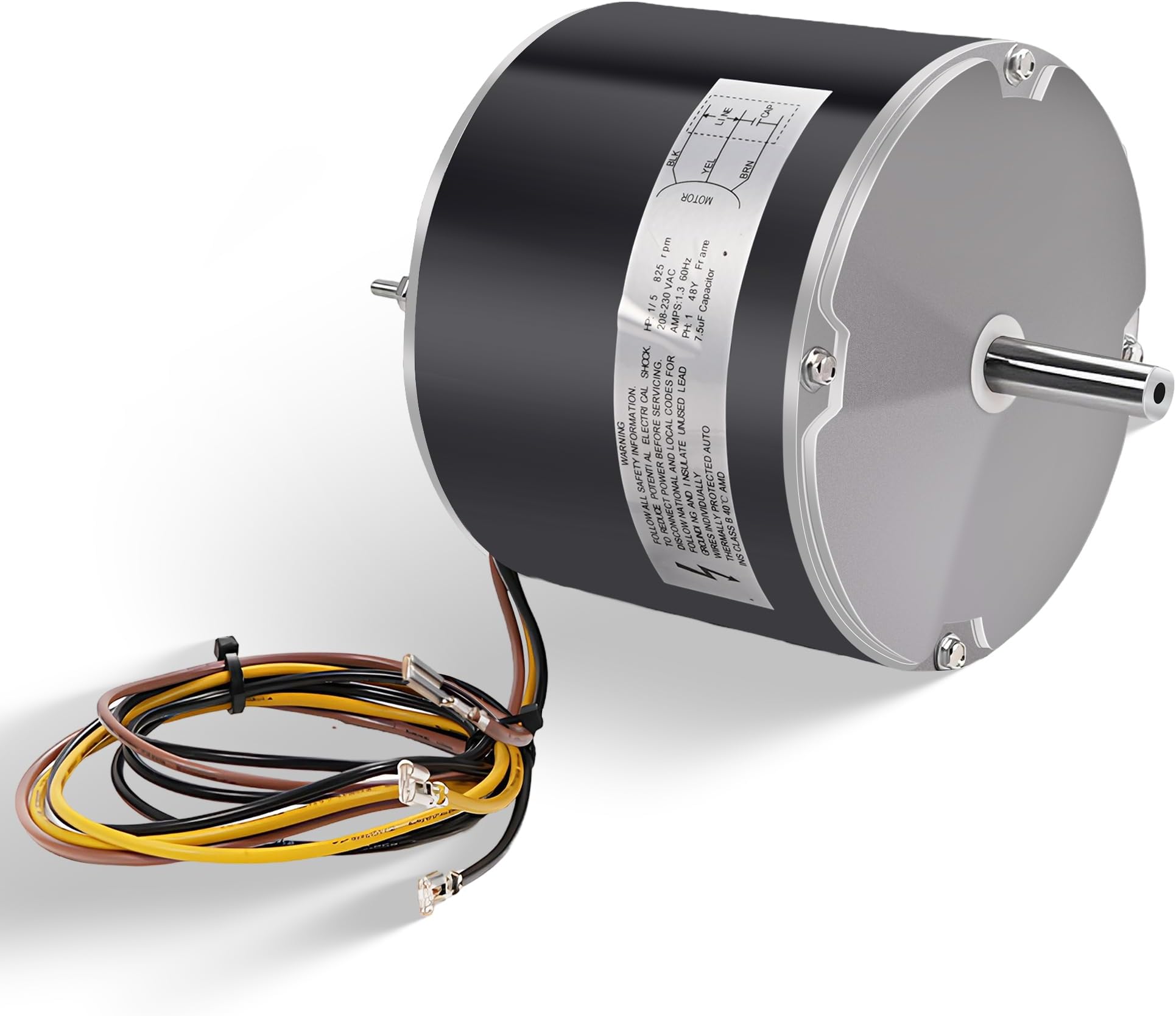 45210 Condenser Fan Motor Replacement for Carrier HC37GE210 1/5 HP, 825 RPM, 208-230V Motor Compatible with GE 5KCP39GFY917S, Genteq 3S003, Rheem 51-23055-12 Includes Capacitors