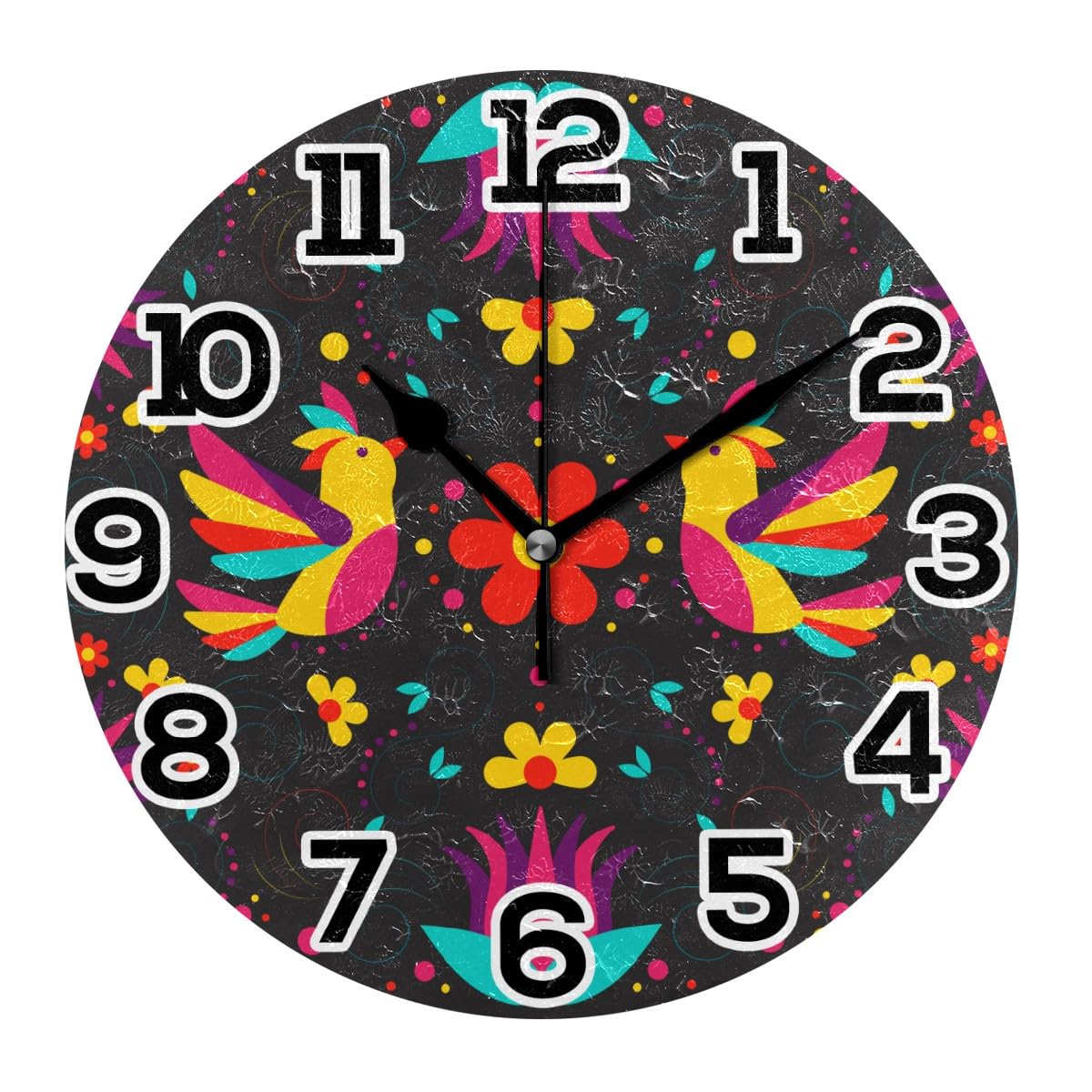 Horloge murale ronde quartz 25,4 cm silencieuse pendule mexicaine à pile pour maison