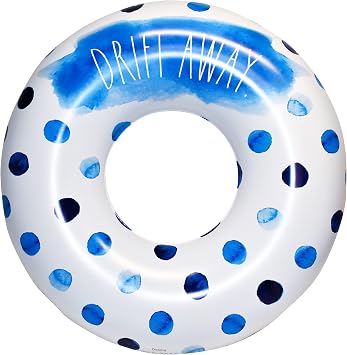Coconut Float Tray Dan x Indigo Polka Dot Pattern Ring Float - Adult Large 48" Inflatable Raft & Durable Water Inner Tube - Stable Ride for Summer Parties and Swimming Events