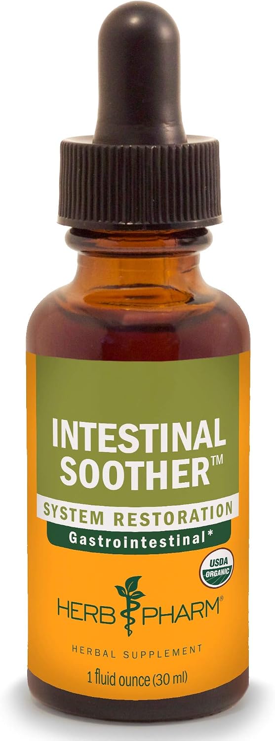 Herb Pharm Certified Organic Intestinal Soother Liquid Herbal Formula with Turmeric Extract - 1 Ounce (FIS01)