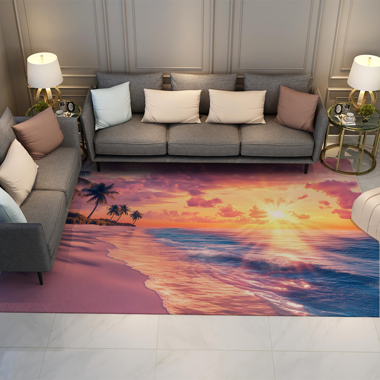 Tapis de sol mince Romance Plage anti-glisse et facile à laver