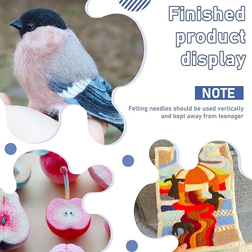 Miniatura 7 de Mayboos Kit de fieltro  Almohadilla de fieltro y herramientas de 6 x 6 pulgadas con agujas, protectores de dedos, mango de madera, bolsa para
