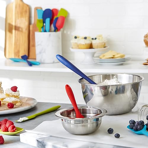 Miniatura 5 de RSVP International Ela Collection - Juego de 4 piezas de acero recubierto de silicona, cuchara, espátula y cepillo, varios colores