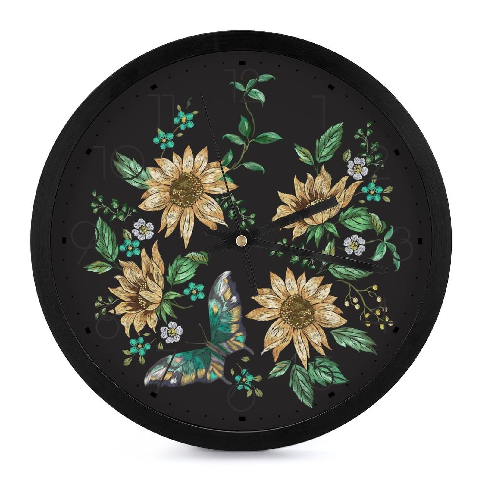 Horloge murale silencieuse tournesol 25.4cm pour chambre et bureau