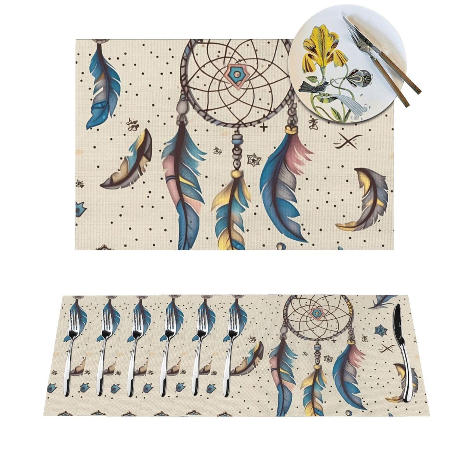 Set de table tissé attrape-rêves lot de 6 lavable résistant à la chaleur