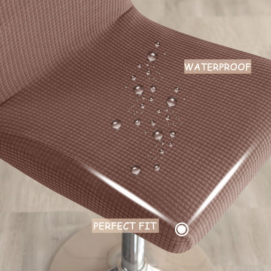 Bar Stool Cover with Back Waterproof Set of 4 Jaquard Dining Room Square Swivel Barstool Chair Slipcover for Counter Height Mid Low Back Chair Protector
