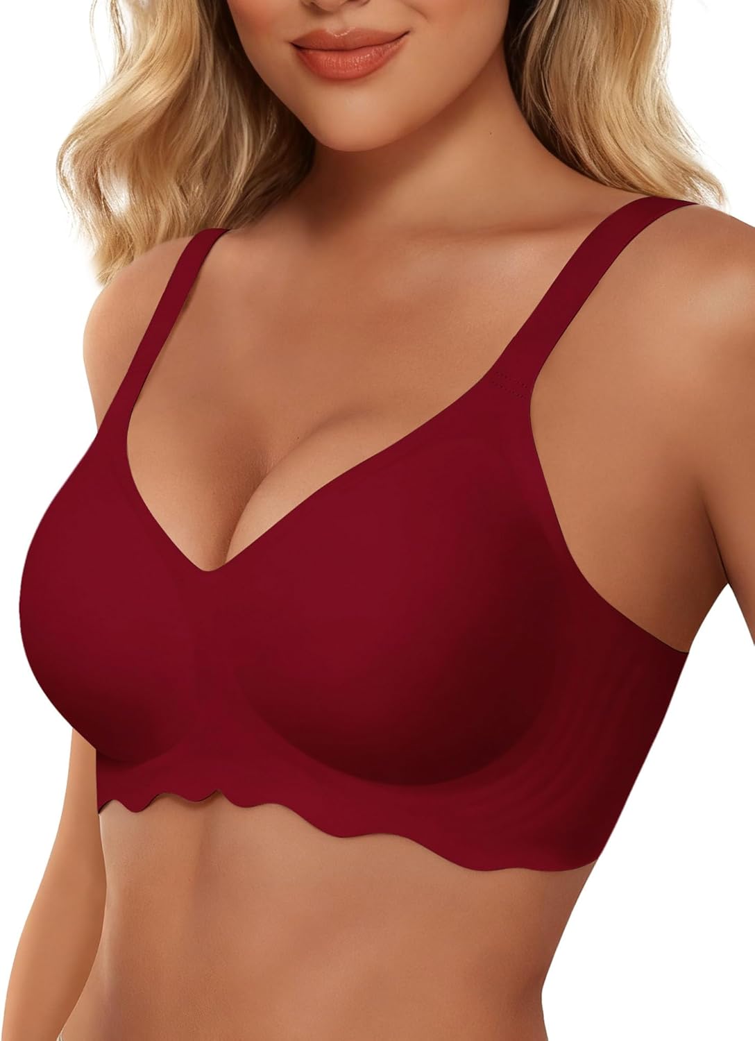 HORISUN Wireless T Shirt Bra Seamless Push Up Bralette Full Coverage V Neck Comfortable Bras for Women