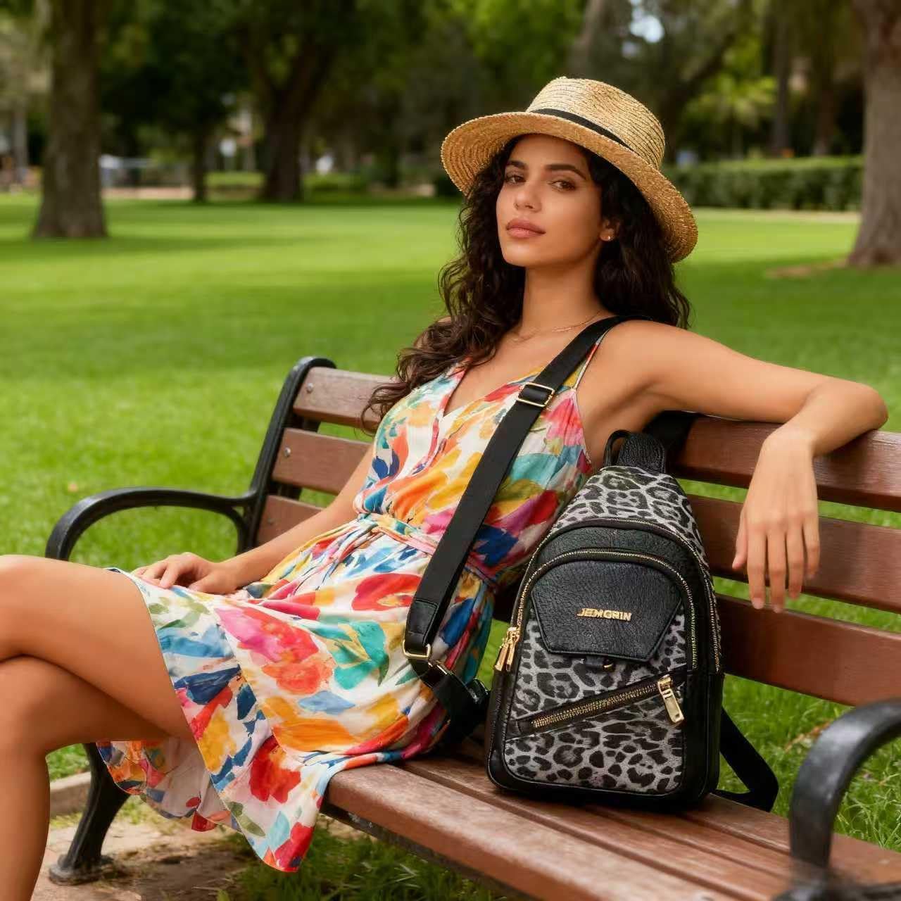 Sling Bag for Women, Leopard Print Crossbody Bag for Women Travel - Water-Repellent PU Leather-Inspired Fanny Pack with Multi-Pockets, Adjustable Strap, Ideal for Commute/Daily/Sports, /Holiday - Image 3