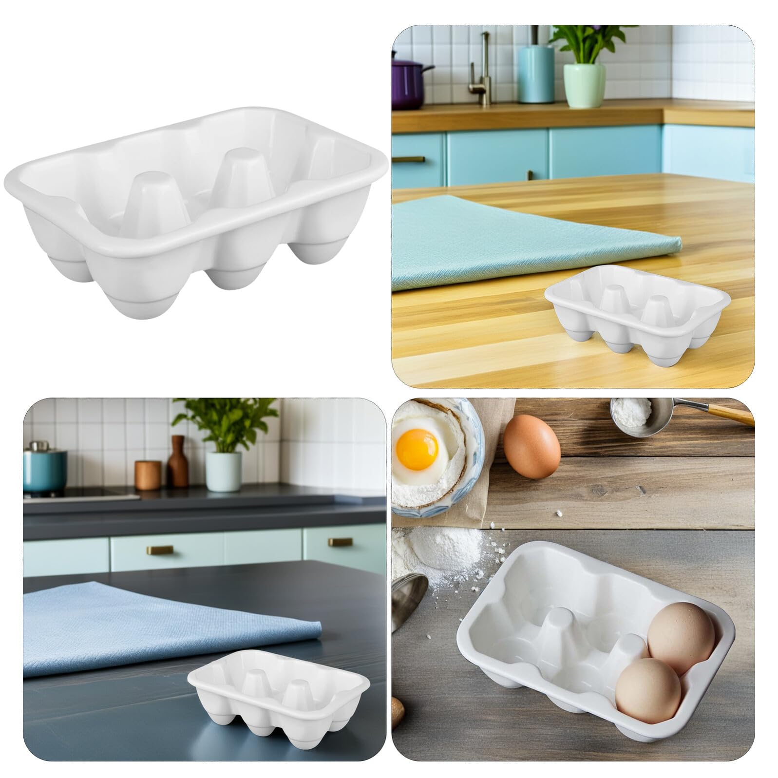 Porte-œufs En Céramique 12 Places - Blanc, Résistant à La Chaleur - Pour Comptoir Ou Réfrigérateur - 12
