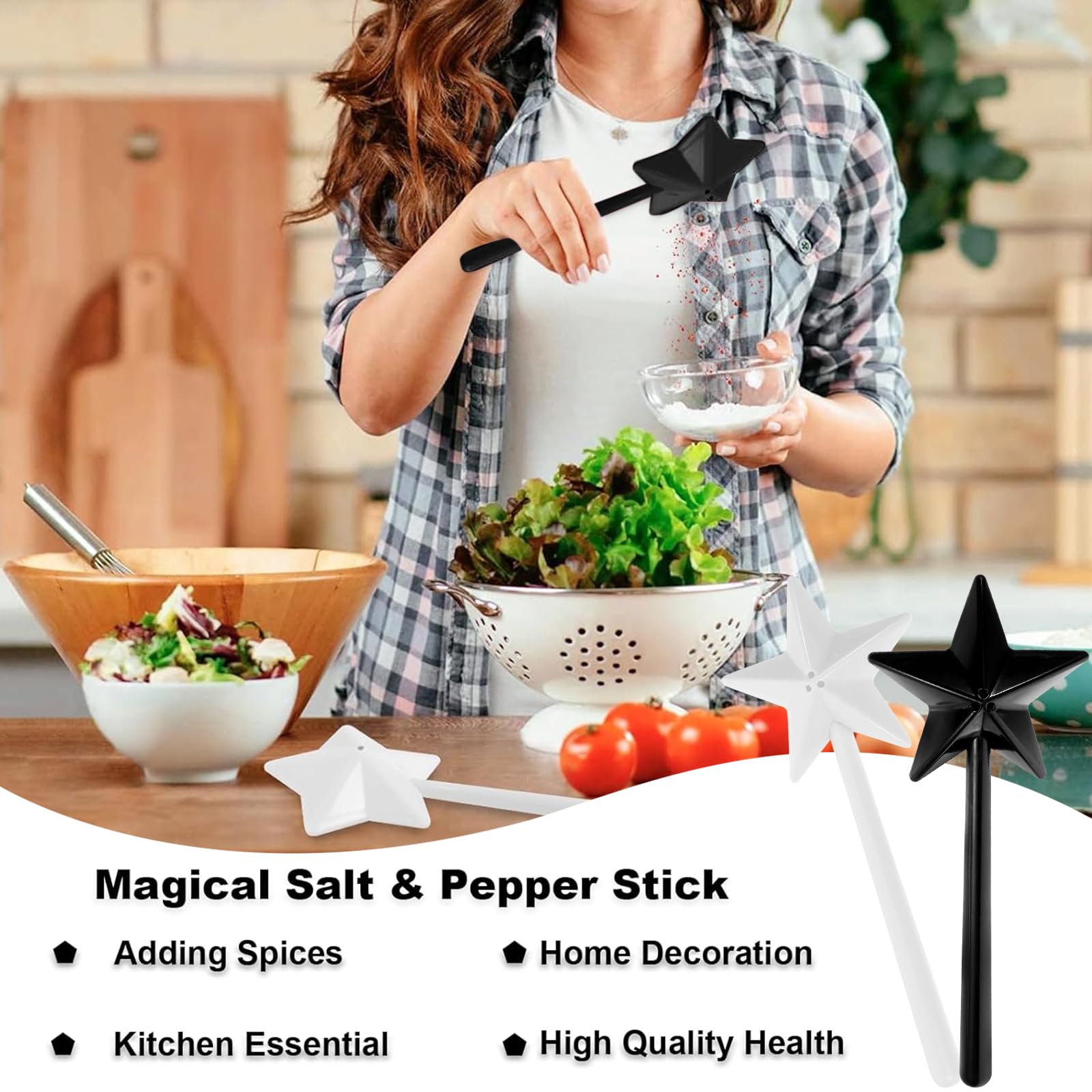 Set Di 4 Bacchette Magiche Per Sale E Pepe - Shaker A Forma Di Stella, Per Cucina Divertente E Creativa - Foto 7
