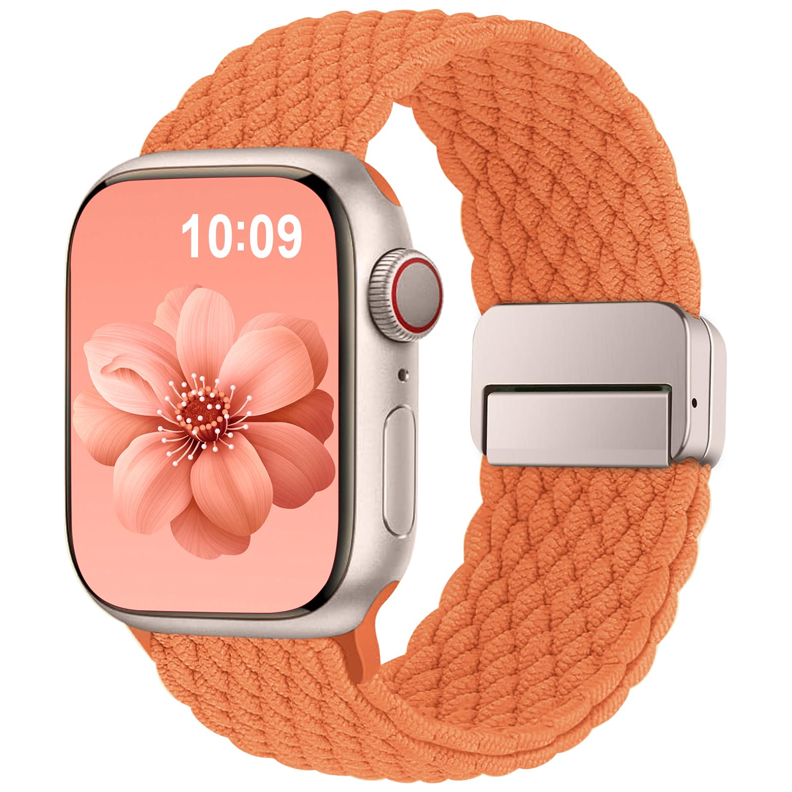 Higgs Braided Strap Compatible with Apple Watch Straps 44mm 46mm 38mm 42mm 40mm 41mm 45mm 49mm for Men Women, Nylon Elastic Magnetic Snap Strap for iWatch Series 11 10 9 SE 8 7 6 5 4 Ultra 3 2 1 — view 19
