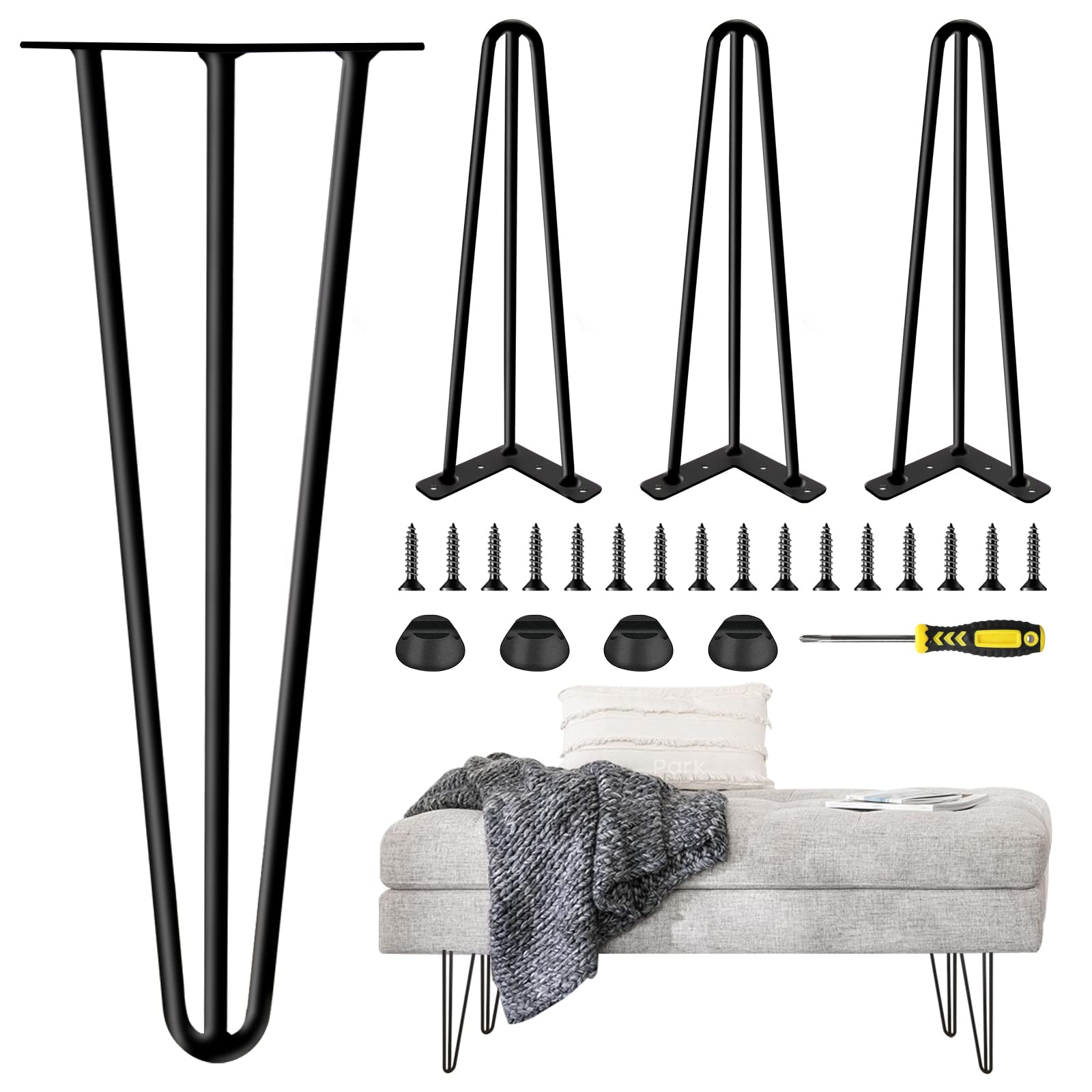 Laimefois 16" Metal Black Table Legs (Set of 4) - Heavy Duty Hairpin Legs (900 Lbs), DIY Furniture Legs Project with Rubber Floor Protector for Coffee Tables, Sofas, Desk Chairs, Bedside Tables (B09WMW42TC) Amazon Price History, Amazon Price Tracker