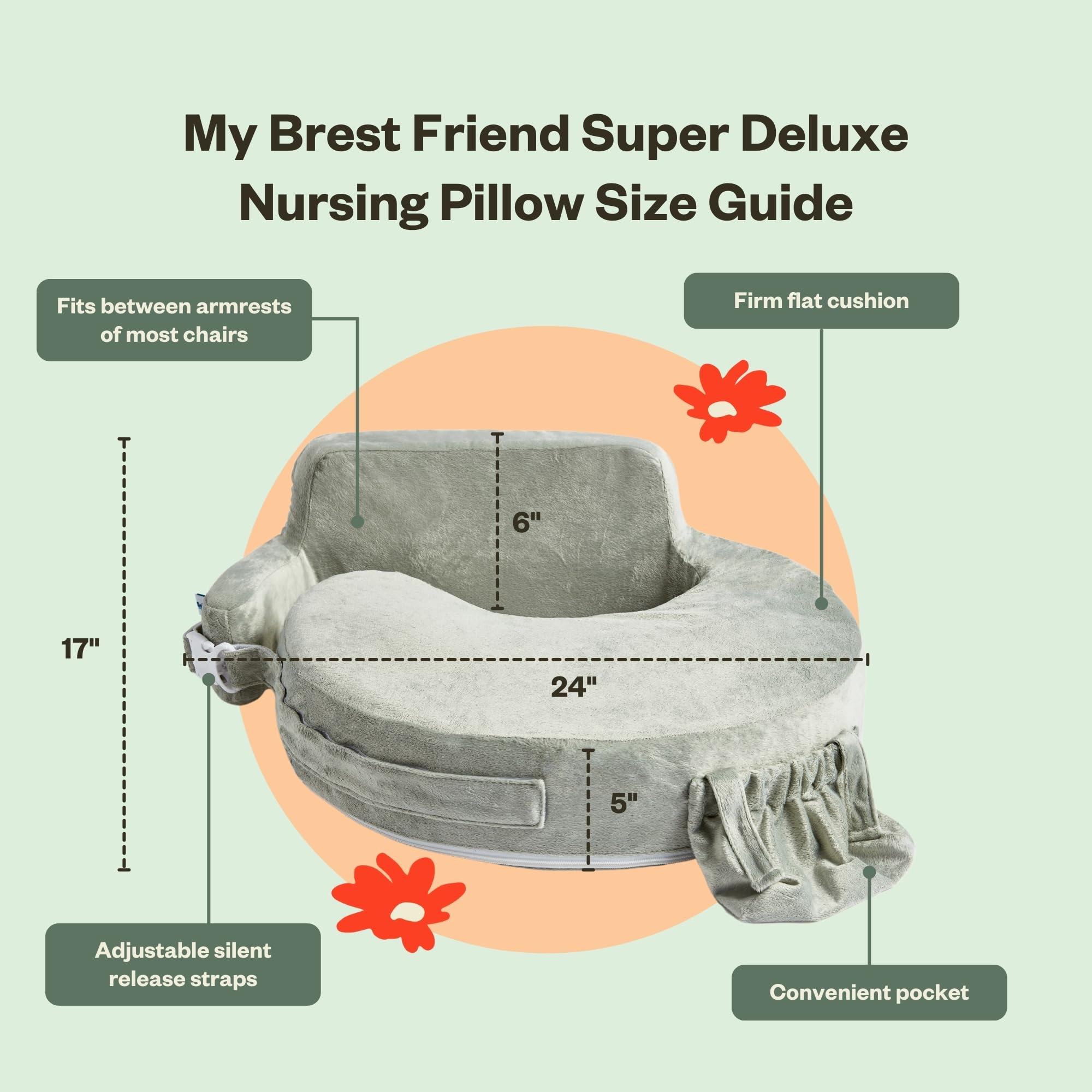 My Brest Friend Almohada de Lactancia Super Deluxe para Lactancia Materna y biberón con Soporte Lumbar, Almohada de alimentación con práctico Bolsillo y Funda extraíble, Platino - Platino