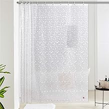 Furlinic Transparent Shower Curtain Extra Length Bath Curtain Anti-Mould for Shower and Bathtub EVA Curtains Antibacterial Waterproof Extra Wide 244 x 200 cm Pebble with 16 Hooks and Stones