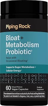 Piping Rock Bloat and Metabolism Probiotic | 60 Capsules | 14 Strain Probiotic Blend | Supports Regularity, Sugar Metabolism, and Cellular Energy for Men and Women | Non-GMO and Gluten Free