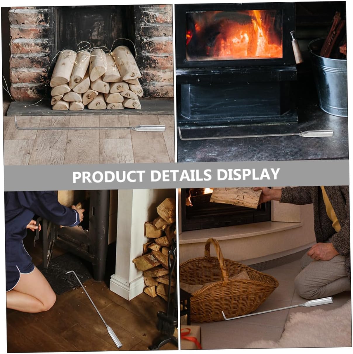 Fireplace Fire Poker Steel Lightweight Portable Tool for Camping