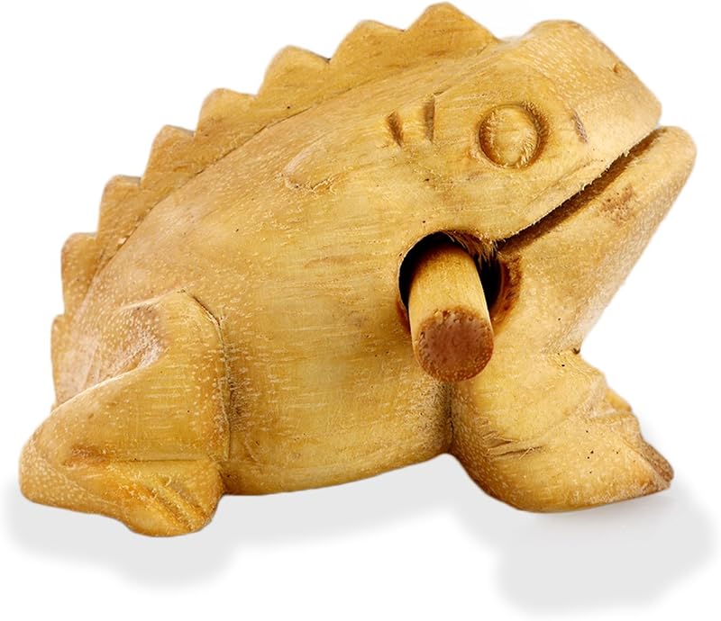 ART-CRAFT Fa Béka Hangszer Kurbágahang Effekt Zenei Eszköz Barna Ahşap 11cm Relaxációs Terápia