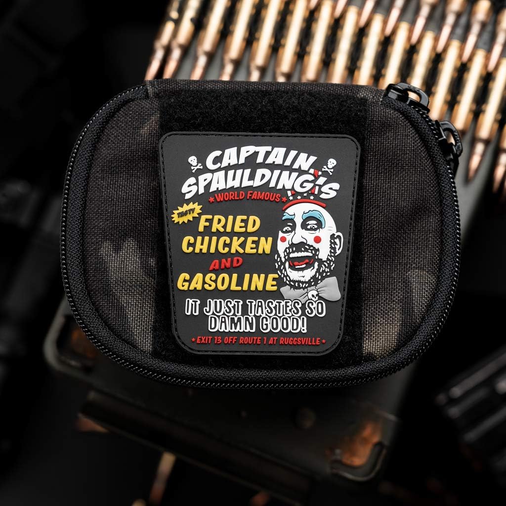 Captain Spaulding Fried Chicken and Gasoline House of 1000 Corpses The Devils Rejects PVC Rubber Morale Patch, Hook Backed Morale Patch by NEO Tactical Gear