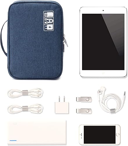 Miniatura 7 de Bolsa organizadora de cables de viaje, funda de accesorios electrónicos, bolsa portátil de almacenamiento de cables de doble capa para cable,