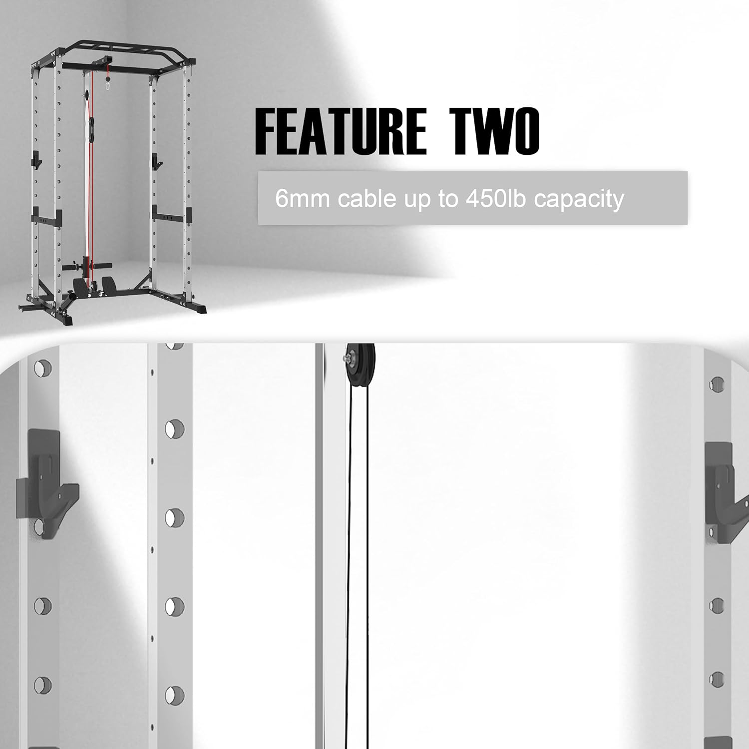 MEGASTAR MEGASTAR Power Rack – 1600LBS Capacity with Multi-Grip Pull-Up Bar & LAT Pulldown - Image 4