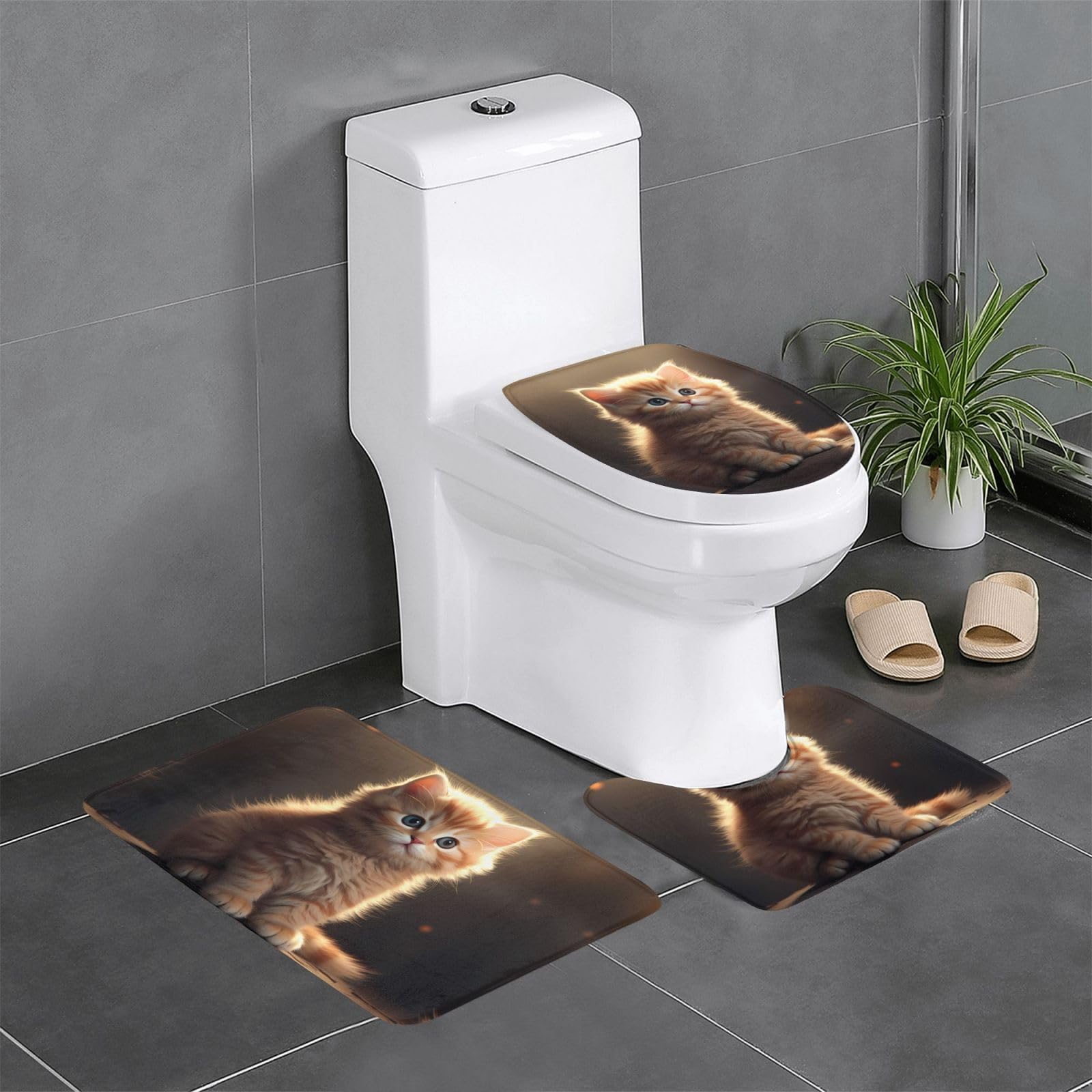 Tapis de bain chat antidérapant fini le sol froid et glissant devant les WC