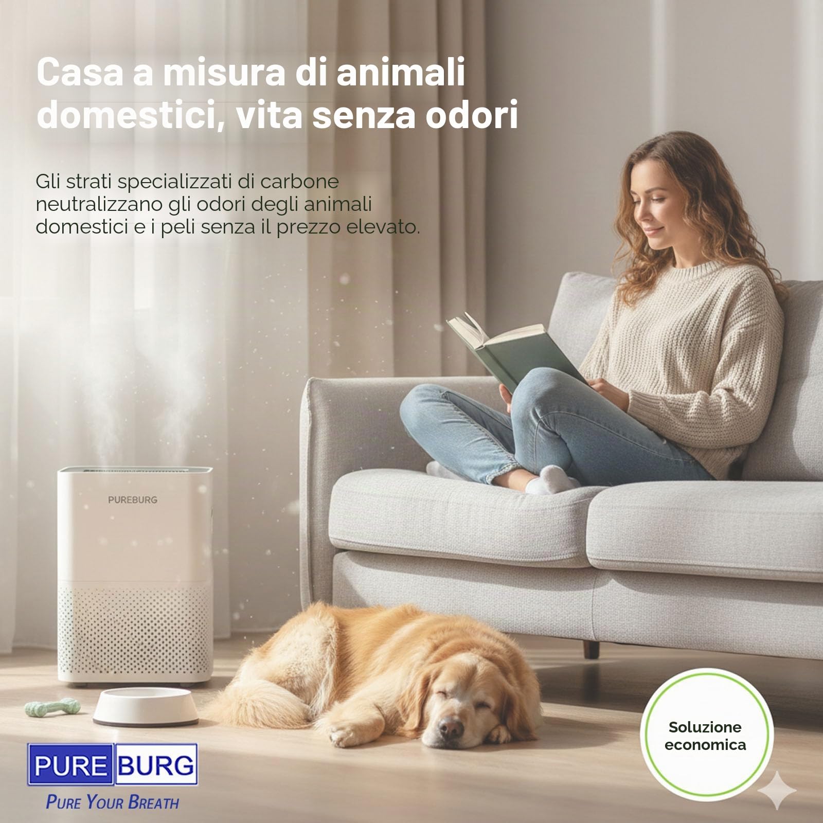 PUREBURG Filtro di ricambio compatibile con purificatore d'aria Hoover H-Purifier 500 e 700, confezione da 2 filtri H13 HEPA al carbone attivo a 3 stadi per la pulizia dell'aria