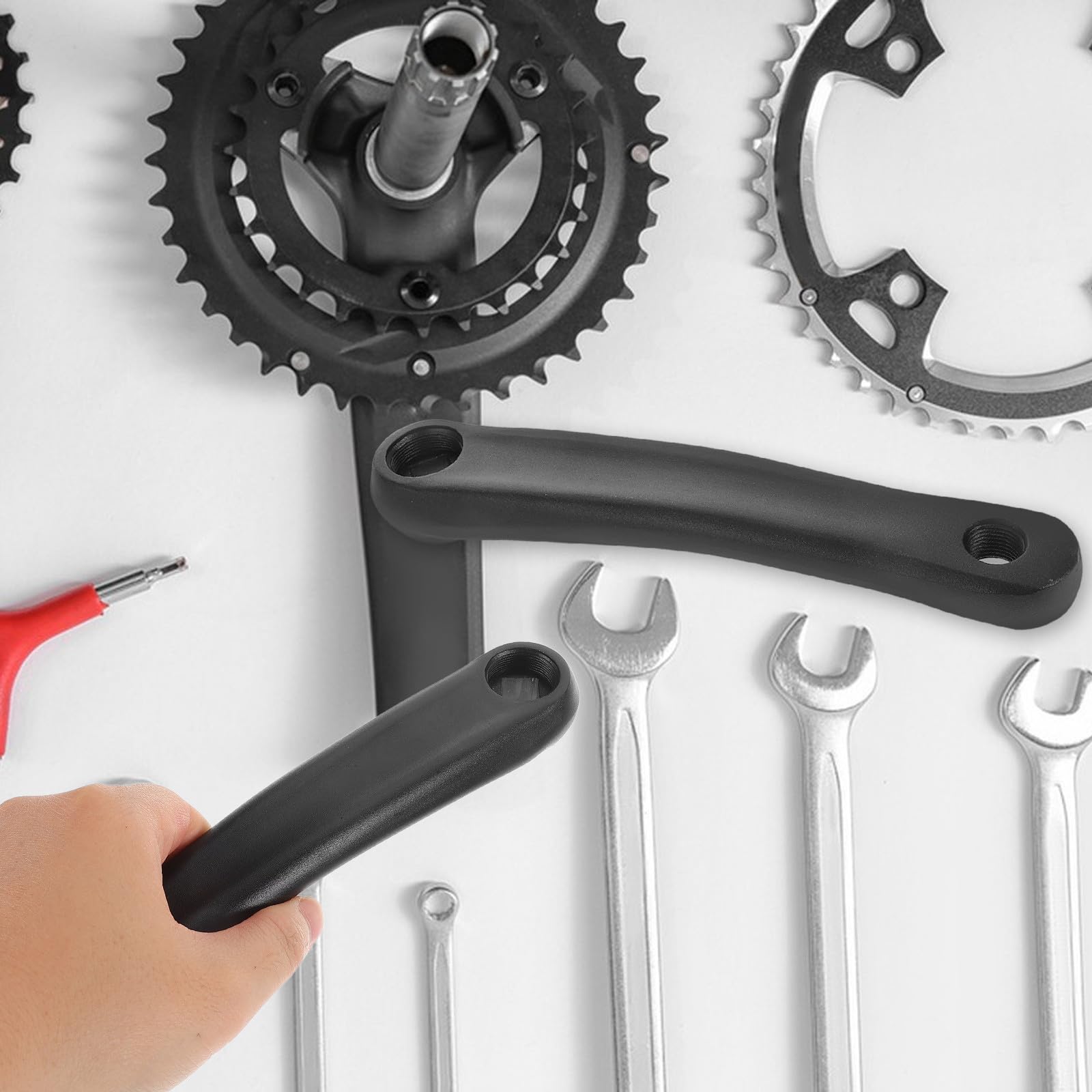 Braccio della Pedivella della Bici Elettrica 170mm 2 Pezzi Metallo Nero | Foro Quadrato Orizzontale, Montaggio Semplice e Compatibilità Versatile, per Bici da Strada e Cyclette