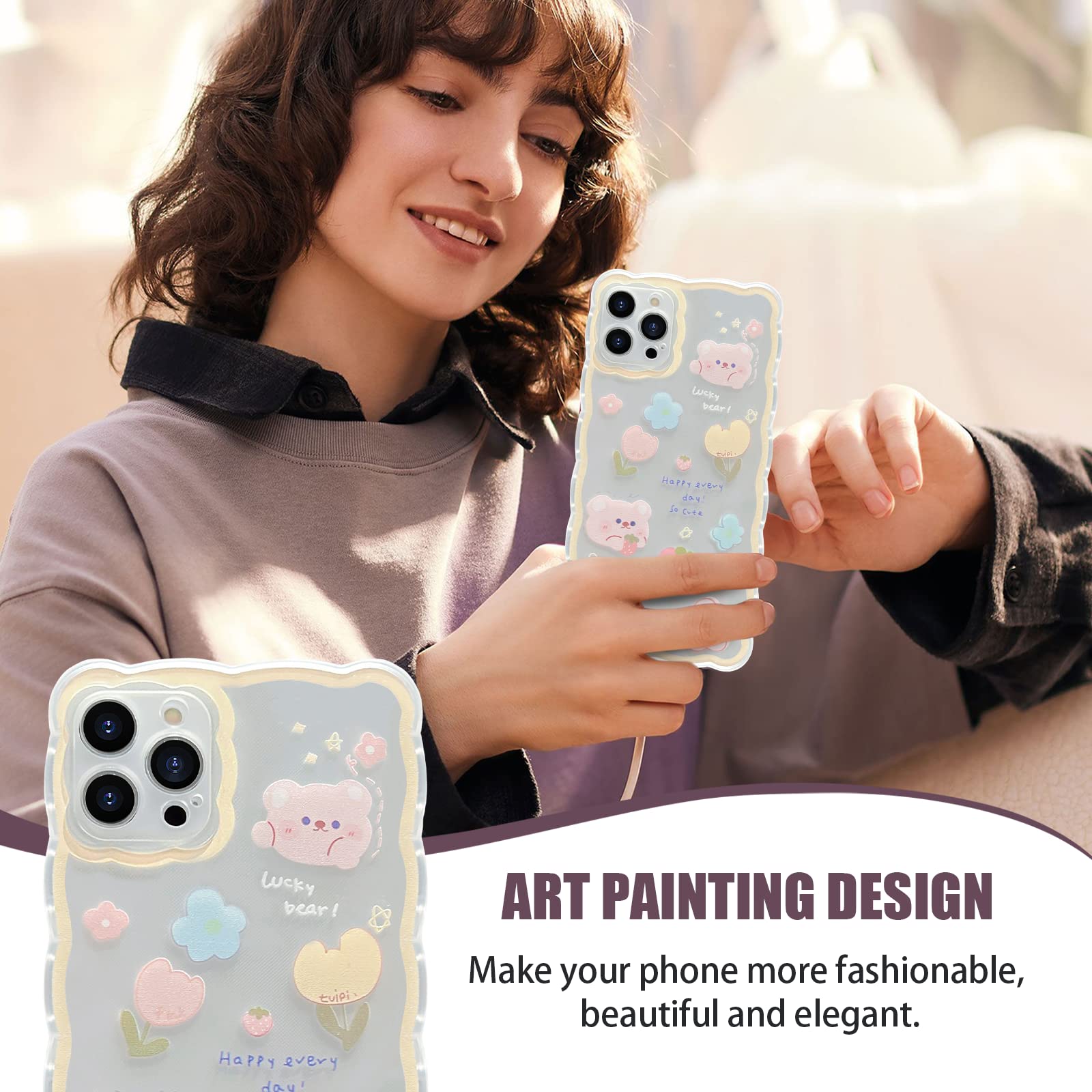 1 pezzo Cover a libro pieghevole compatibile con iPhone 11 12 13 16Pro Max 14Pro Max 15, con cornice trasparente a forma di cuore marrone | SHEIN ALIA