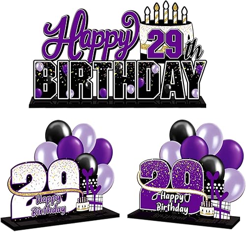 Miniatura 188 de LINGTEER Juego de centros de mesa de acrílico azul con texto en inglés «Happy 100th Birthday» – Decoración de regalo de fiesta de cumpleaños número