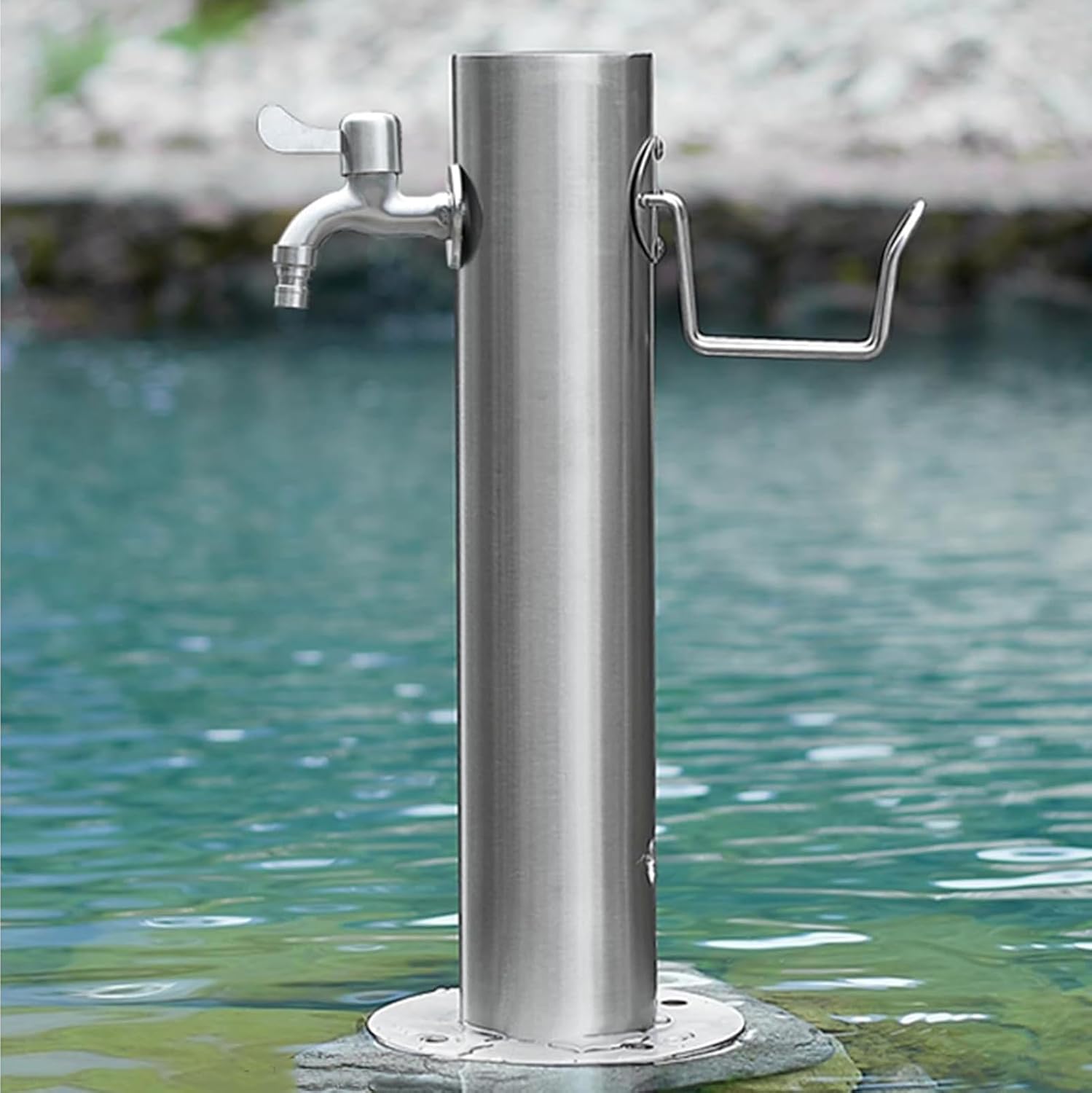 Outdoor Stainless Steel Water Column Hose Stand - Antifreeze Faucet Pillar, Floor Mount Tap Dispenser for Garden Irrigation & Hose Storage, Durable & Weatherproof