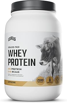 Levels Grass Fed Whey Protein Powder, No Artificials, 24G of Protein, Cappuccino, 2LB