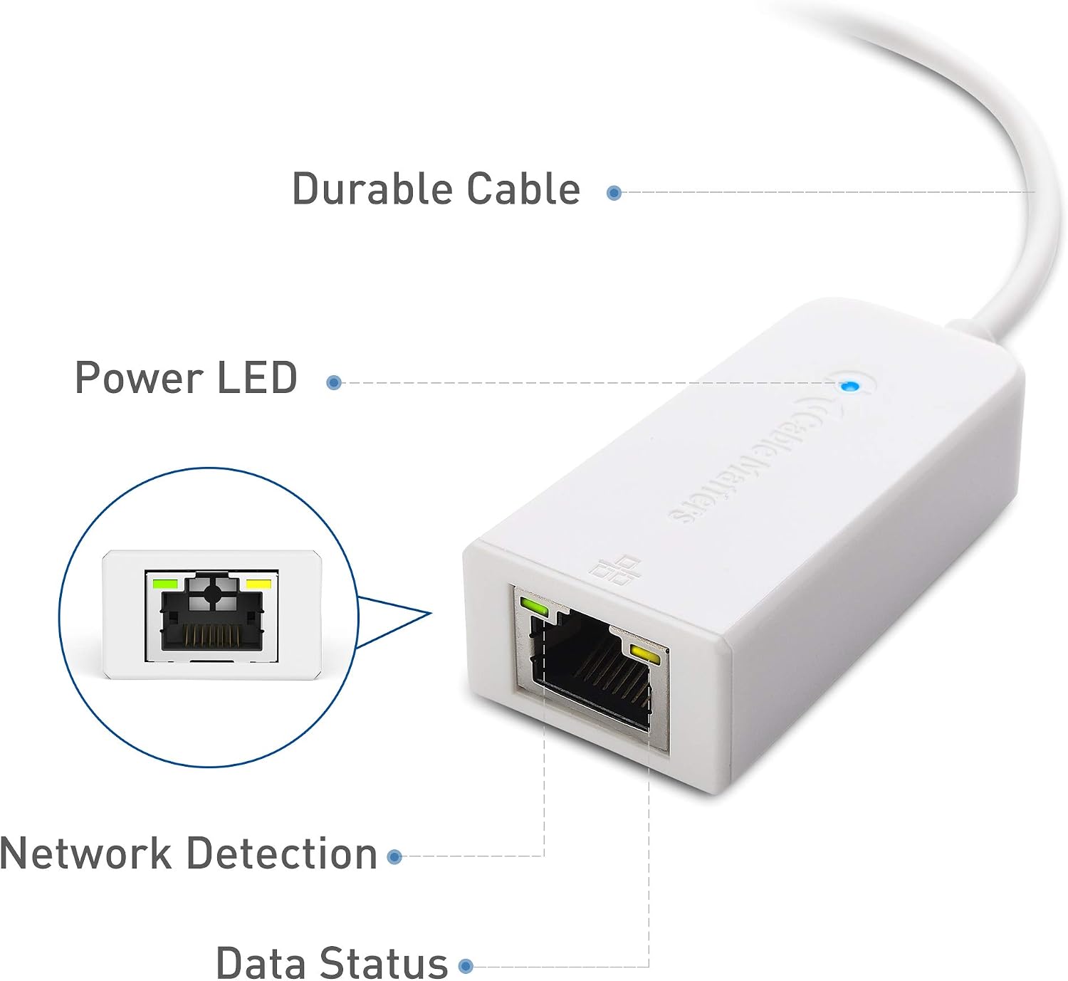 Cable Matters Plug & Play USB C to Ethernet Adapter with PXE, MAC Address Clone (Thunderbolt to Ethernet Adapter, Gigabit Ethernet to USB C) in White - Compatible with MacBook Pro, XPS, Surface Pro