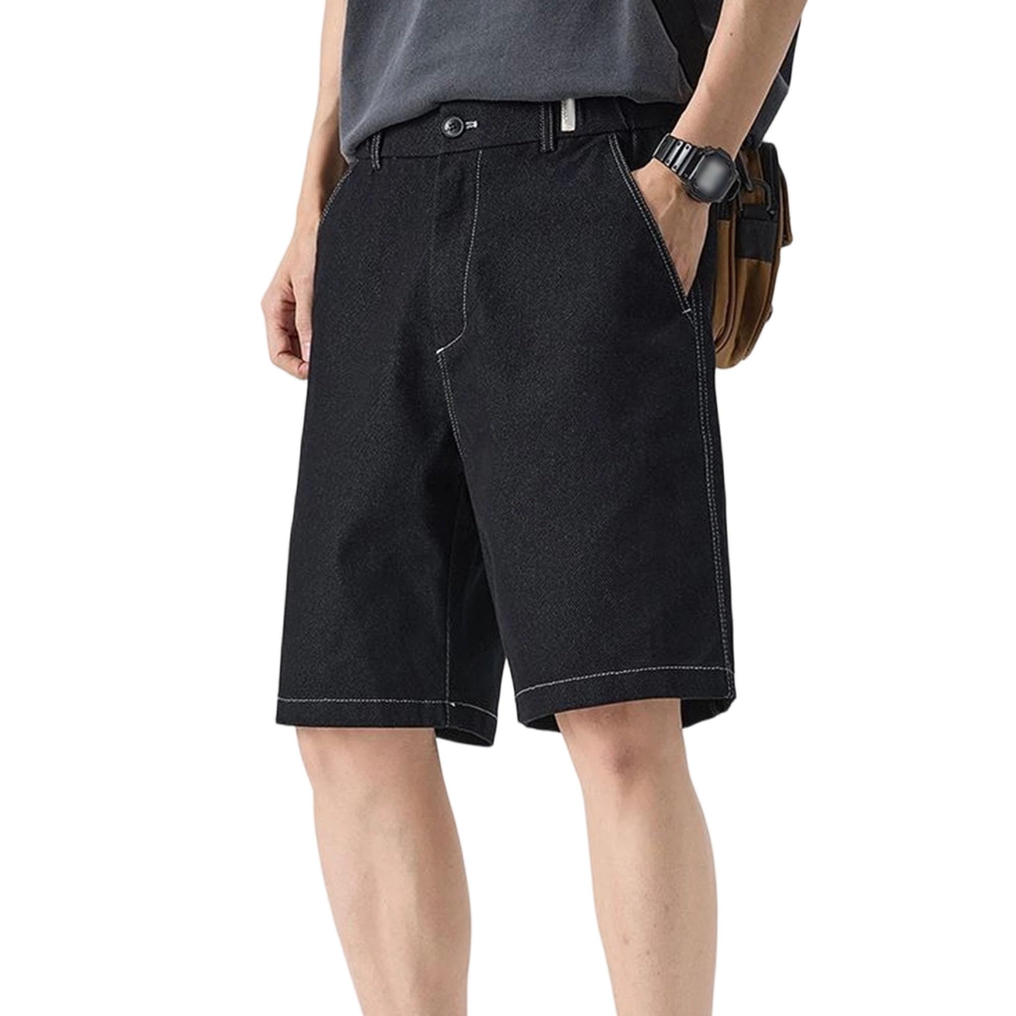 Daily Street Jorts - Pantalones cortos rectos de tiro medio para hombre