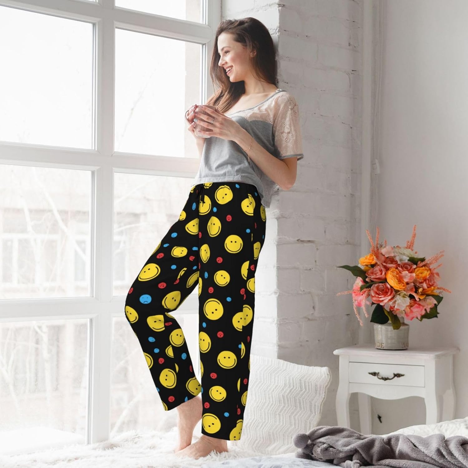 Smiley Face Women'S Pajama Pants Drawstring Pj Bottoms Pants With Pockets - Image 6