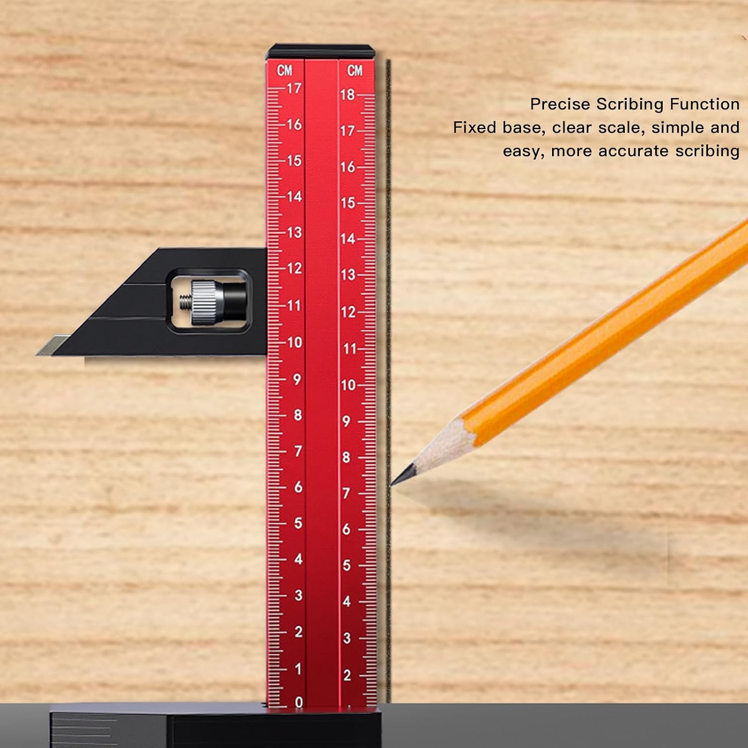 Hilitand Woodworking Height Ruler Height Gauge 180mm Dual Scale 7 Inch Adjustable Depth Measuring Tool for Milling Machine Table Saw