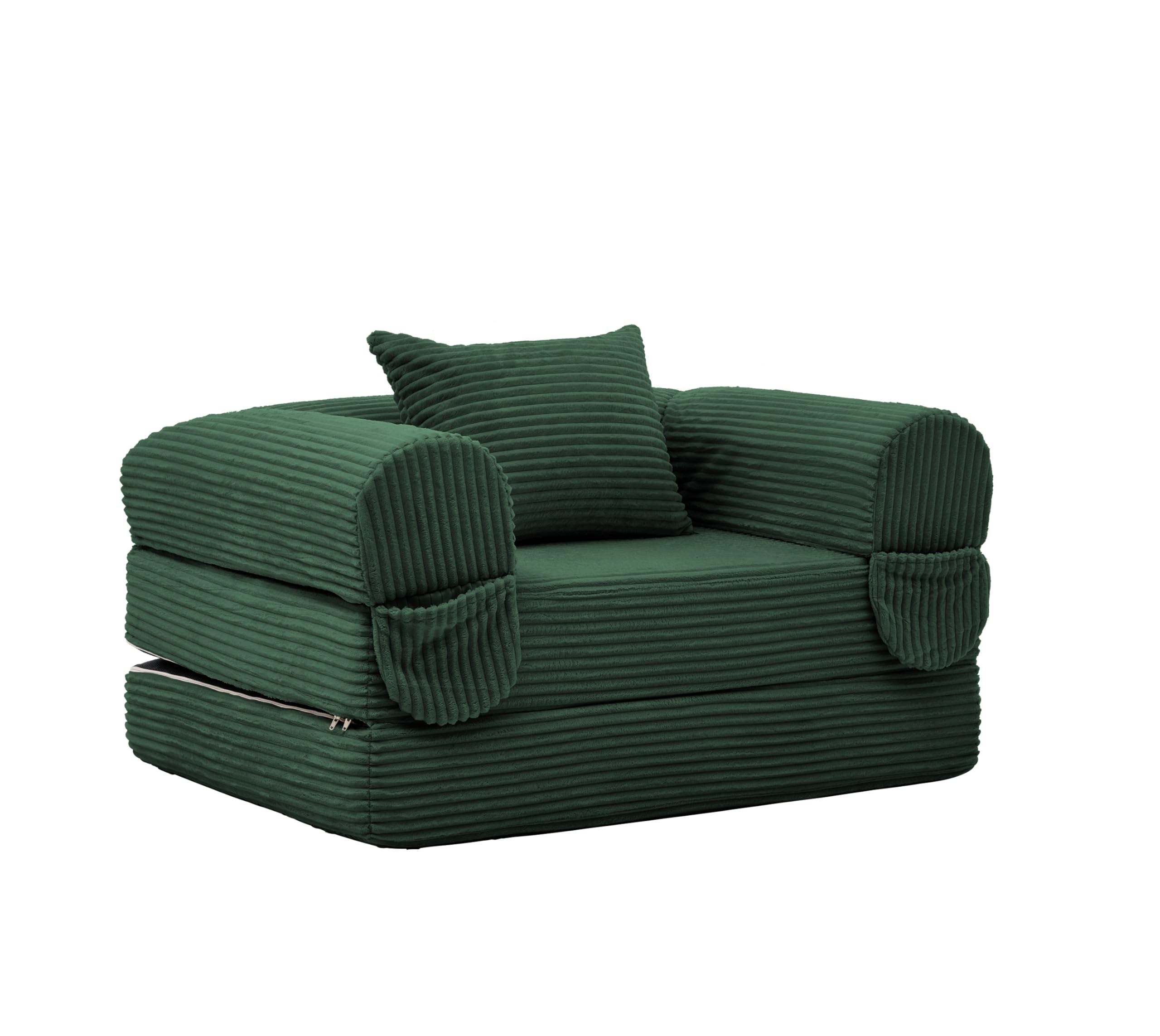 Anself Cosmo 2-in-1 Poltrona Letto Singola in Cord, con Cuscino