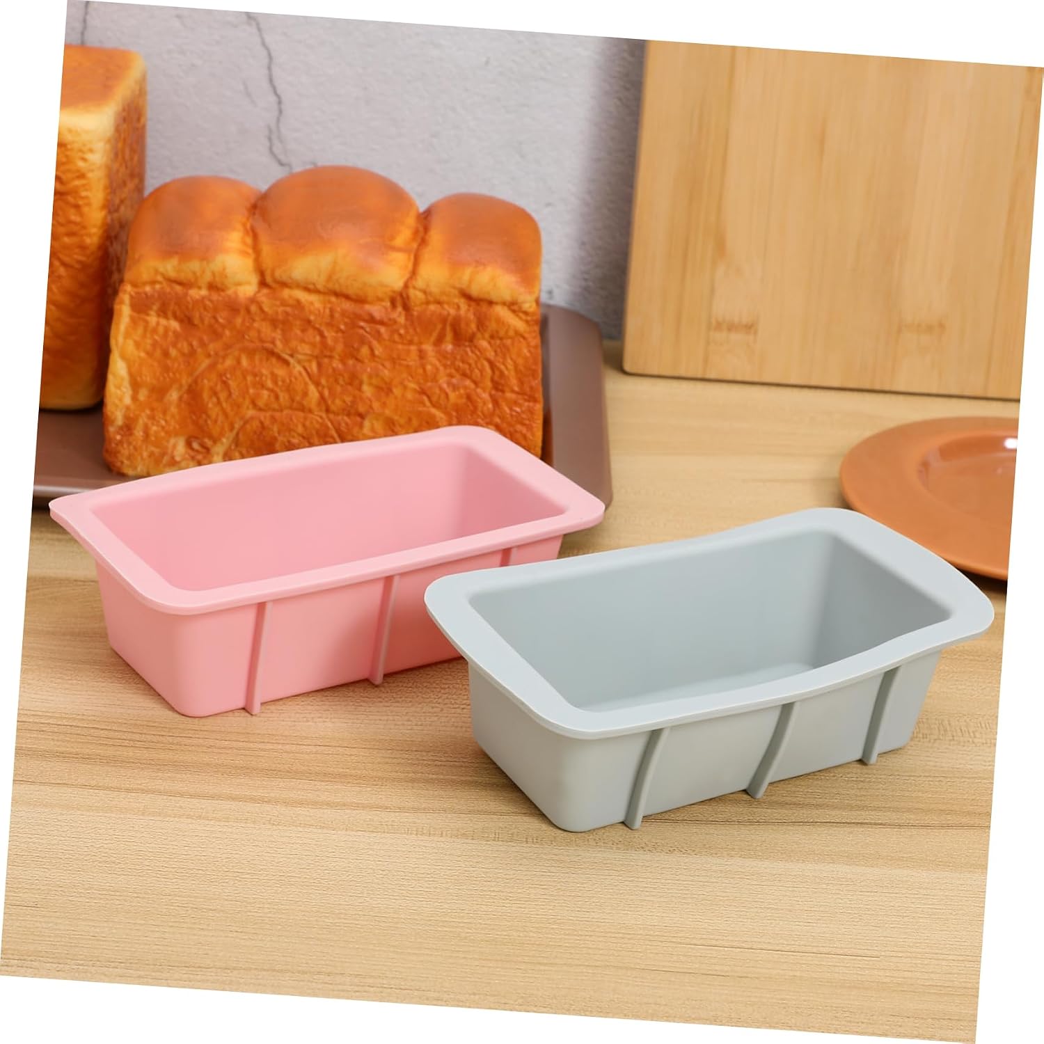 Unomor 2pcs Silicone Baking Mold Rectangular Toast Molds for Mousse Cake and Bread Food-grade Silicone and Easy to and Use for Home Baking