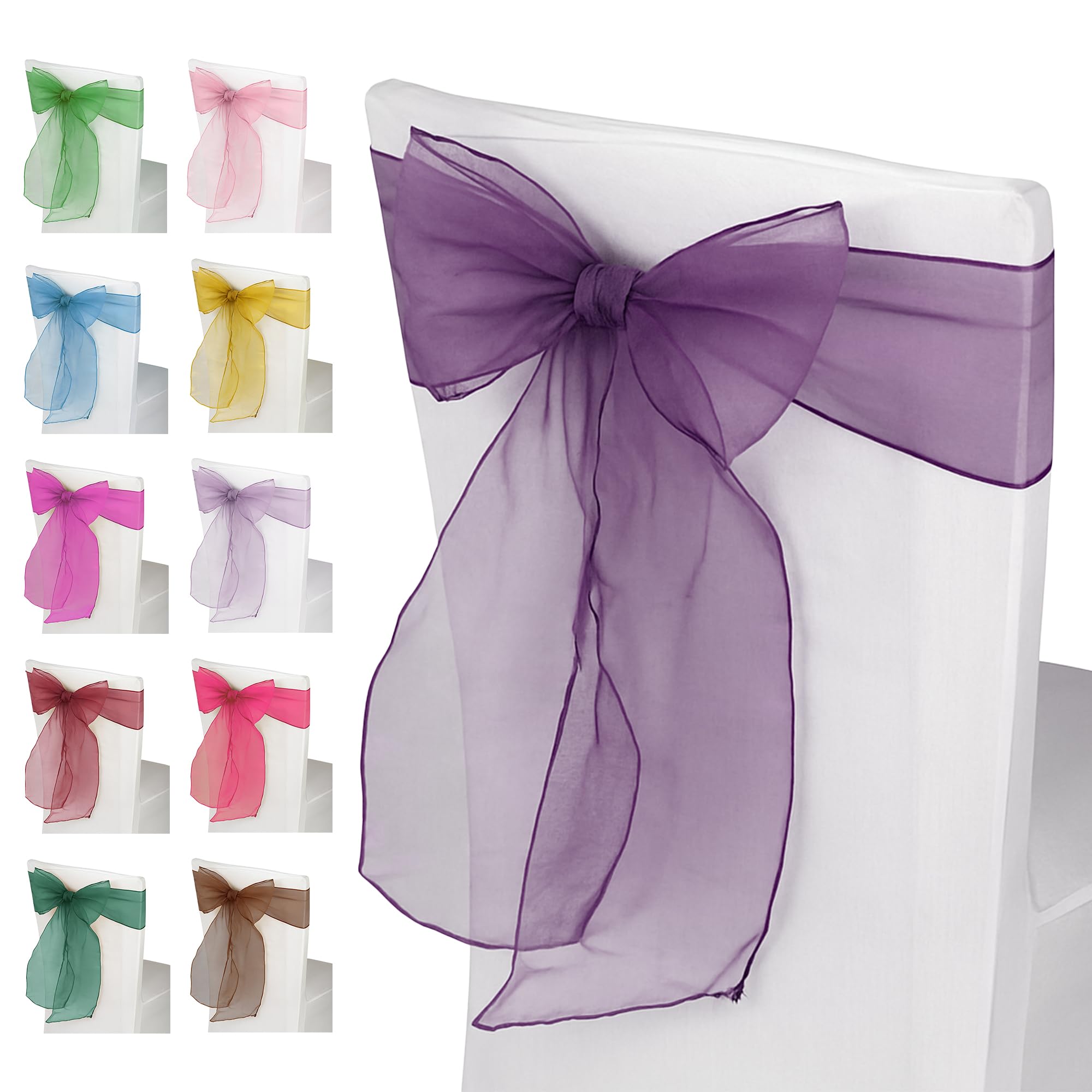 Trimming Shop Violet Purple Organza Chair Sashes, Wider Sash, 50pcs — image 1