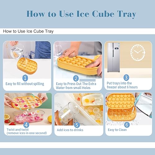 Miniatura 5 de Kireina Bandejas para cubitos de hielo, de silicona de fácil liberación y círculo flexible, para hacer cubitos de hielo, certificado LFGB y libre de