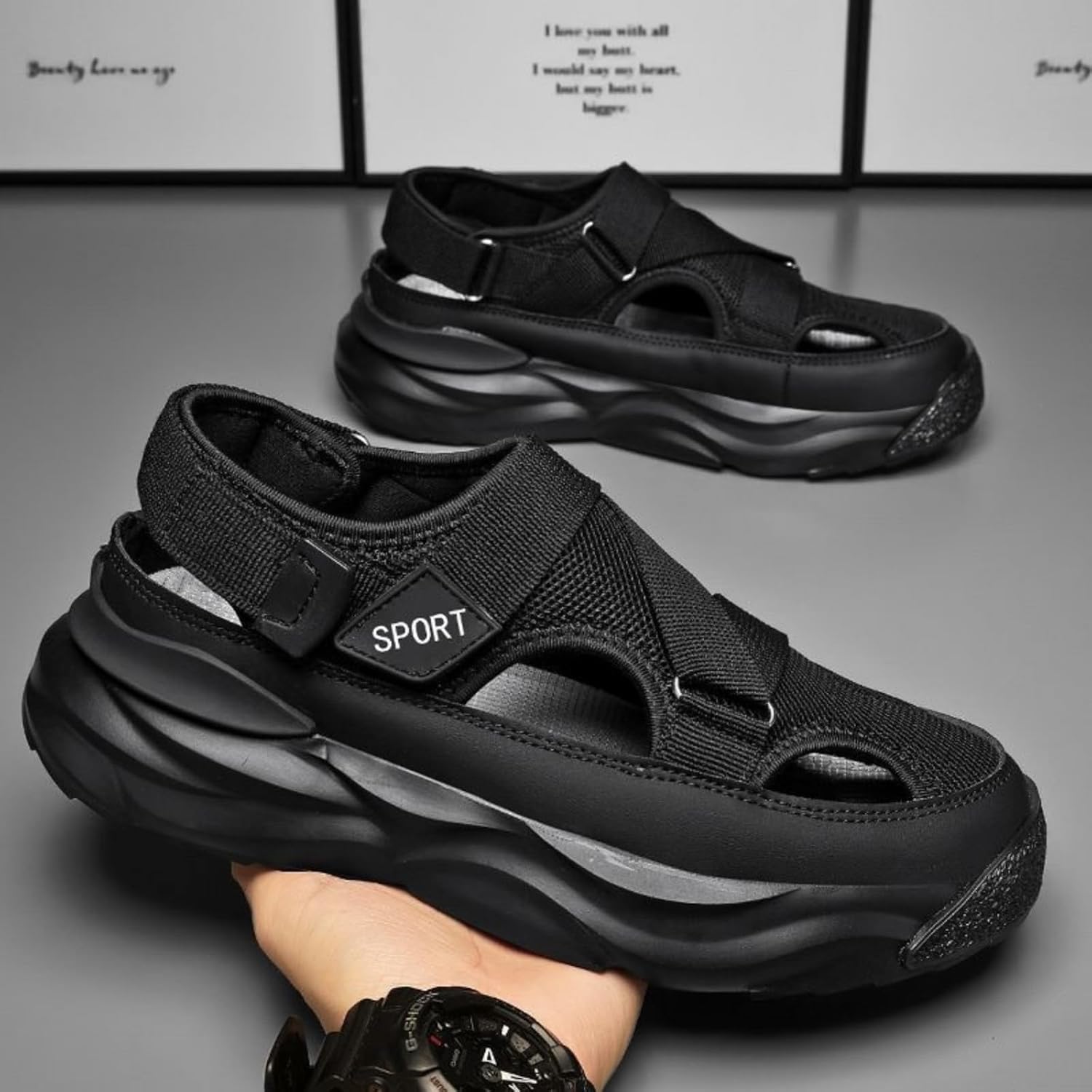 Womens Mens Hiking Chunky Sandals Summer Breathable Closed Toe Anti-Slip Lightweight Beach Water Sandal