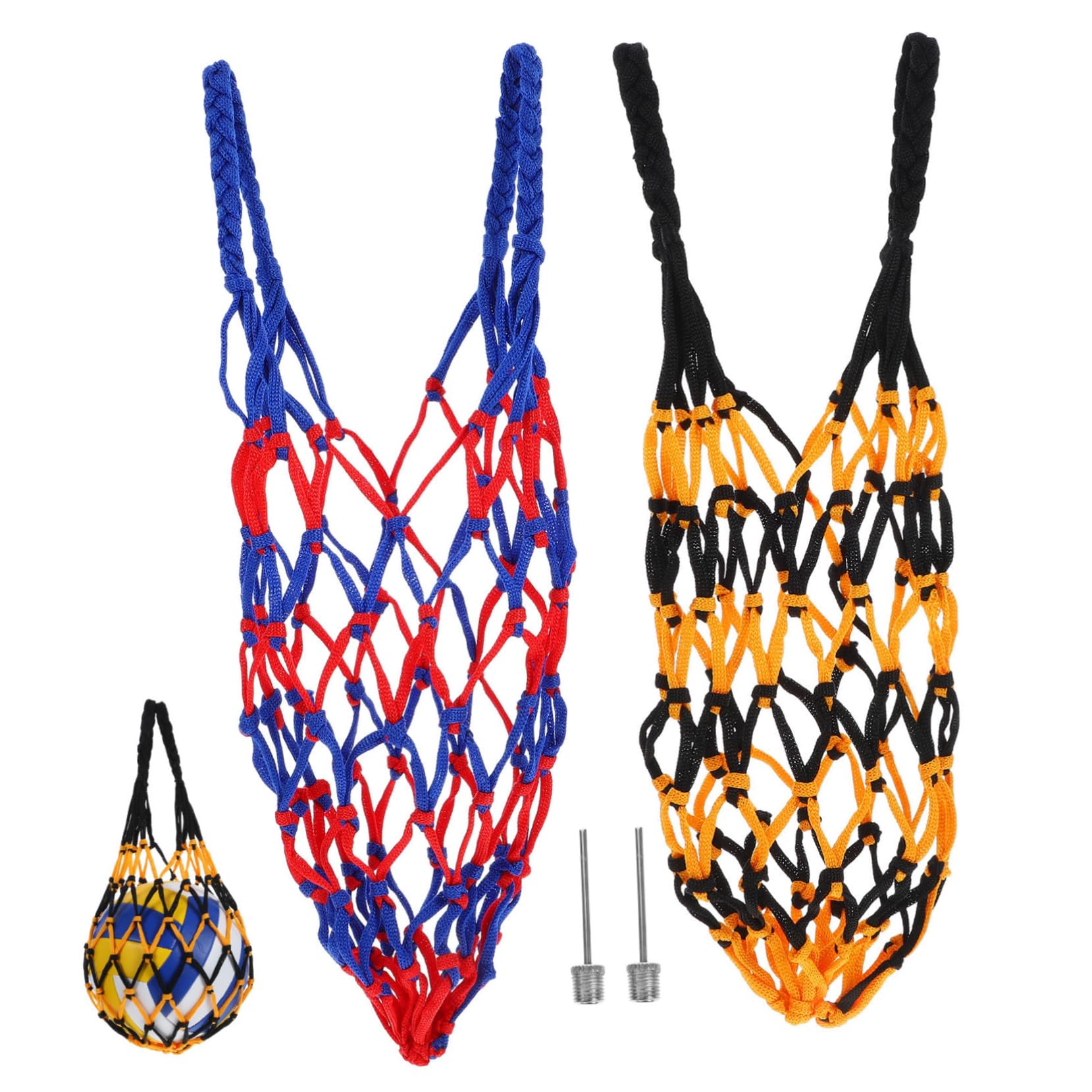 OSOLADY 2Pcs Portable Mesh Ball Carrying Bag Durable Nylon Basketball Volleyball Football Holder for Sports Supplies for Gym Recreation Centers Outdoor Activities