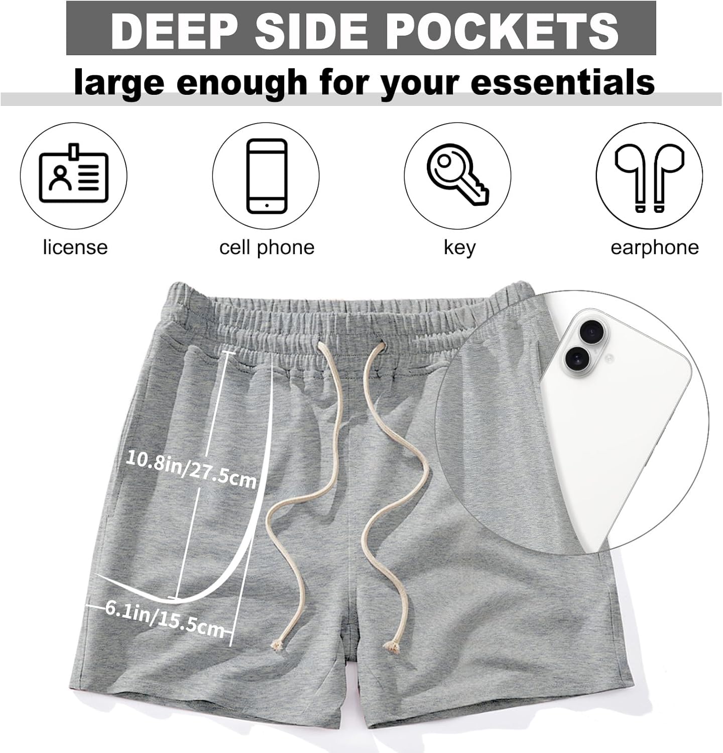 AIMPACT Mens Workout Sweat Shorts 5 Inch Cotton Casual Fitness Mens Athletic Gym Shorts with Pockets - Image 4