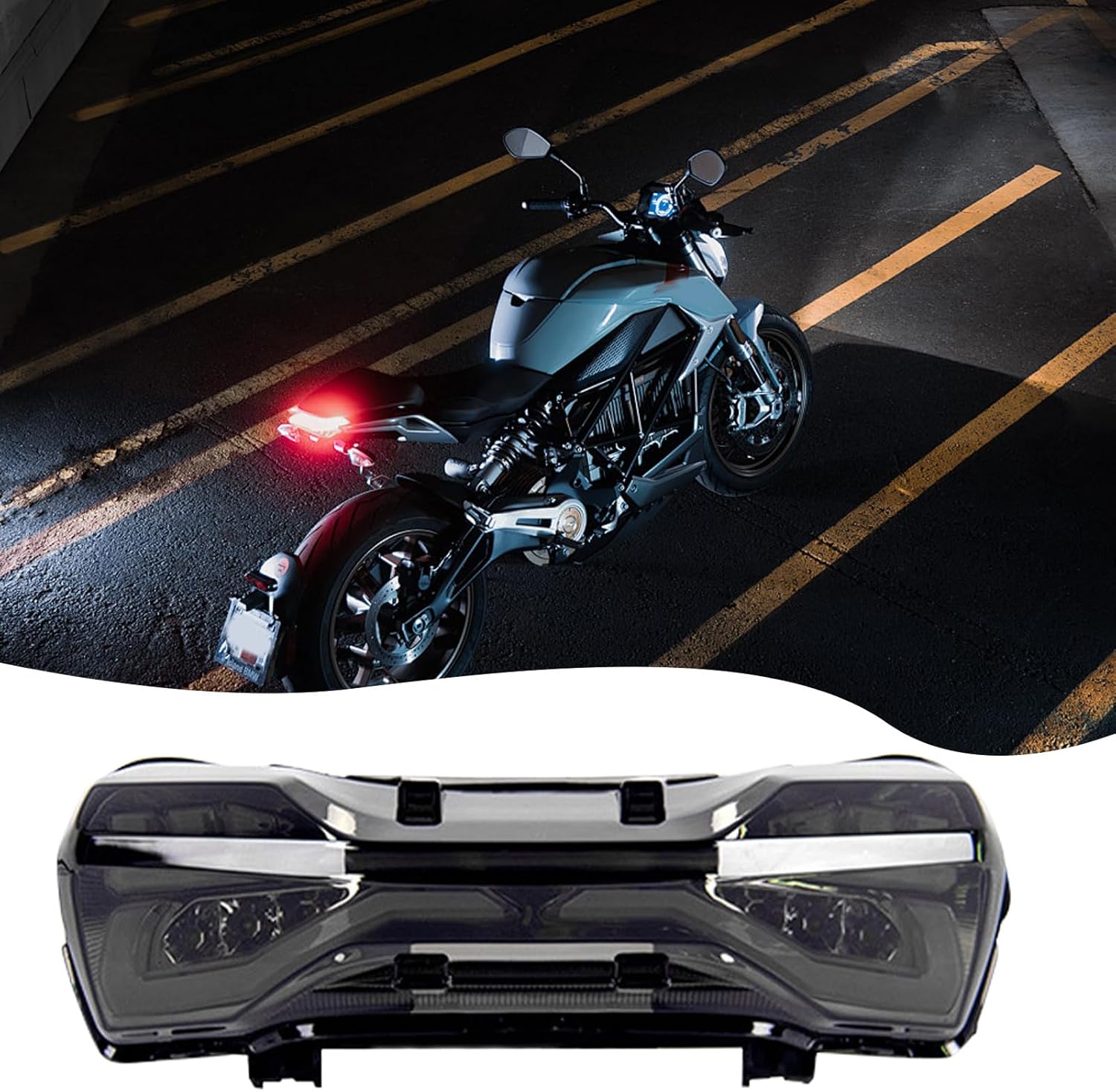 Daraserh バイク テールライト, LED バイク ウォーニング リアライト, 高輝度 カラフル 点滅機能搭載 安全走行サポー