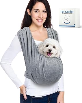 Dog Sling Carrier for Small Pet, Hands Free Front Backpack, Black