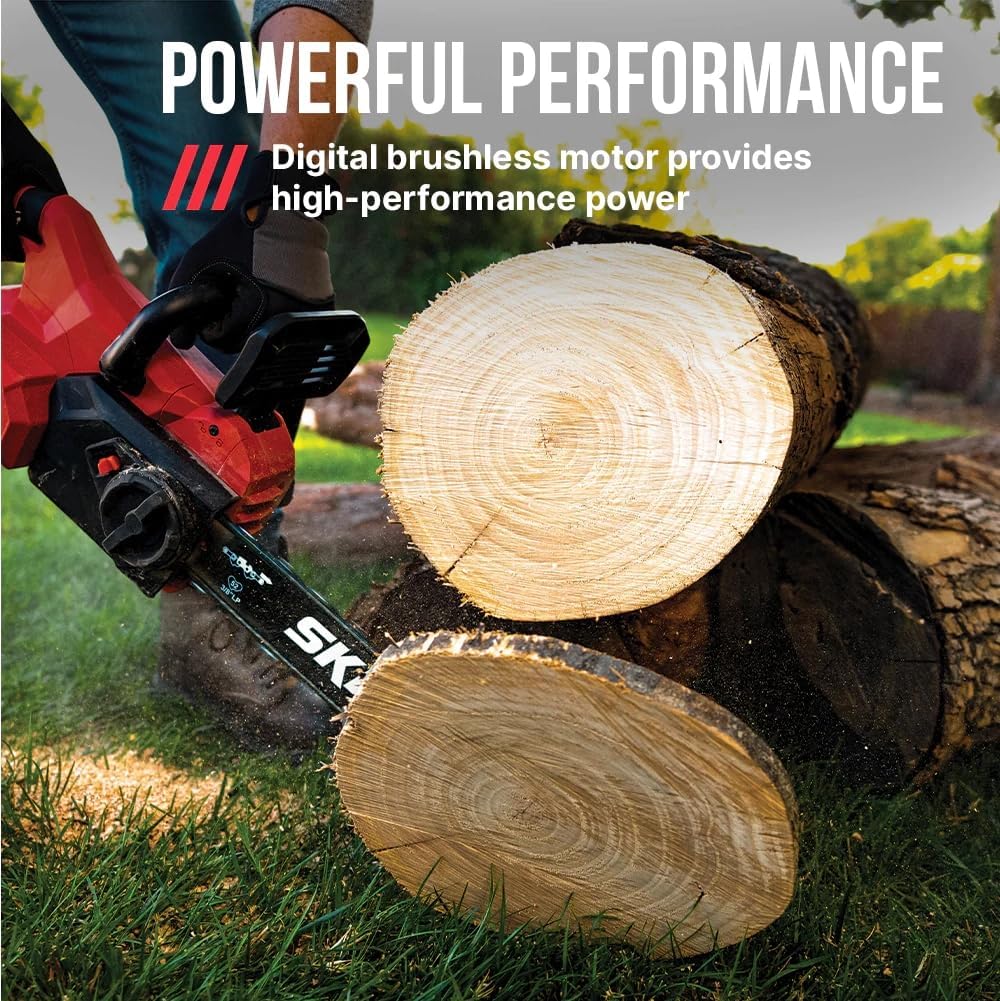 SKIL PWR CORE 40 Brushless 40V 14” Lightweight Chainsaw Kit with Tool-free Chain Tension & Auto Lubrication, Includes 2.5Ah Battery and Auto PWR Jump Charger - CS4555-10