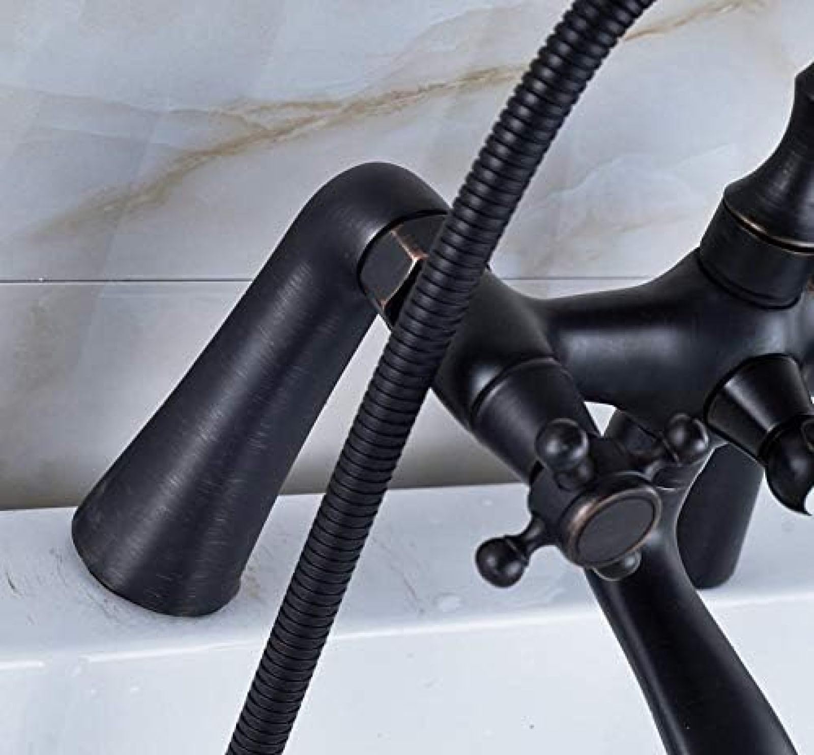 Gotonovo Duscharmatur Mit Handbrause – Mattschwarz, ölgeriebene Bronze, Für Clawfoot Wannen & Wandmontage