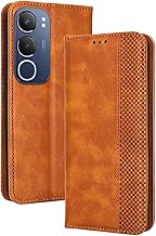 Topme Case for Vivo Y19S (6.68 inches) Case Cover, Elegant Leather Phone Case with Textured Card Slot, Brown