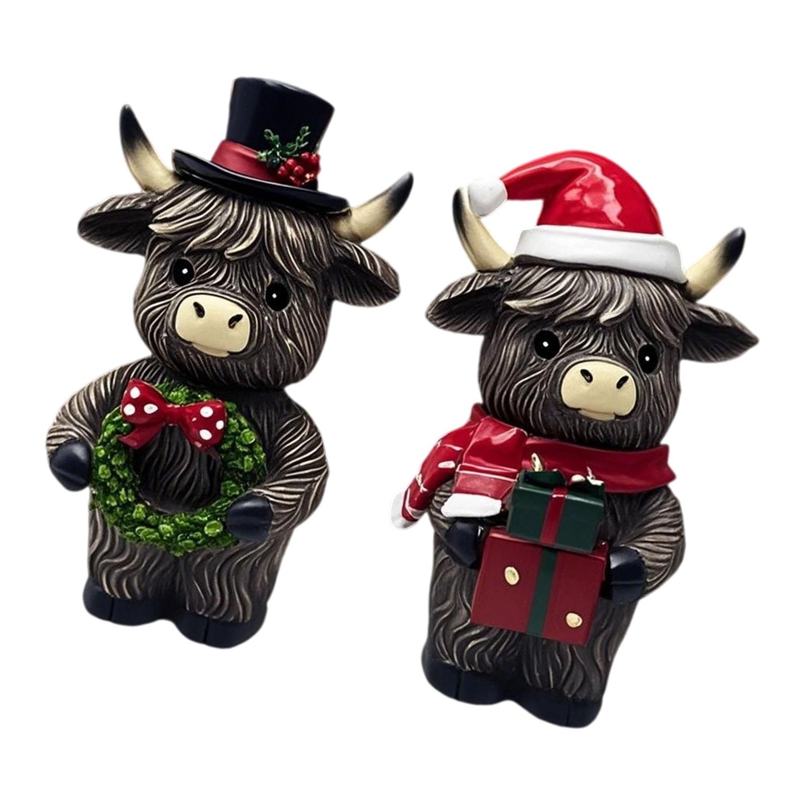 carotoe Autumn Themed Desk Cattle Ornament Set of 2 Durability Resin Sculptures Farmhouse Seasonal Shelf Decoration Cow Figurines Set