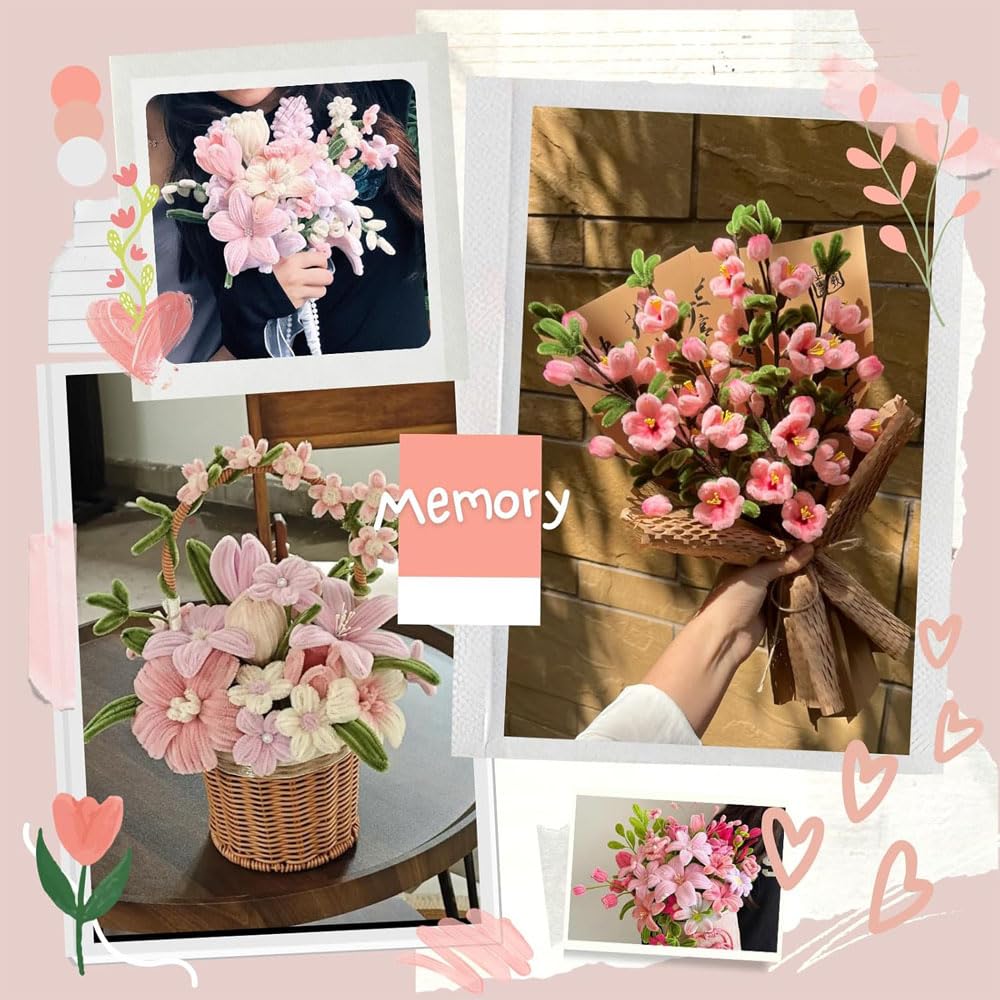 Amazon.co.jp: 手芸モール フラワー約400本 高密度 6mm 30cm 人工花茎
