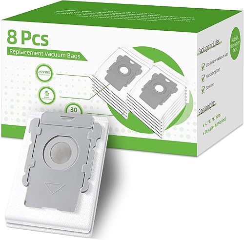 Rowhalf Paquete de 8 bolsas al vacío, filtración eficaz de polvo, compatibles con iRobot Roomba Bags i & s & j Series, repuesto para i3+, i4+, i6+,